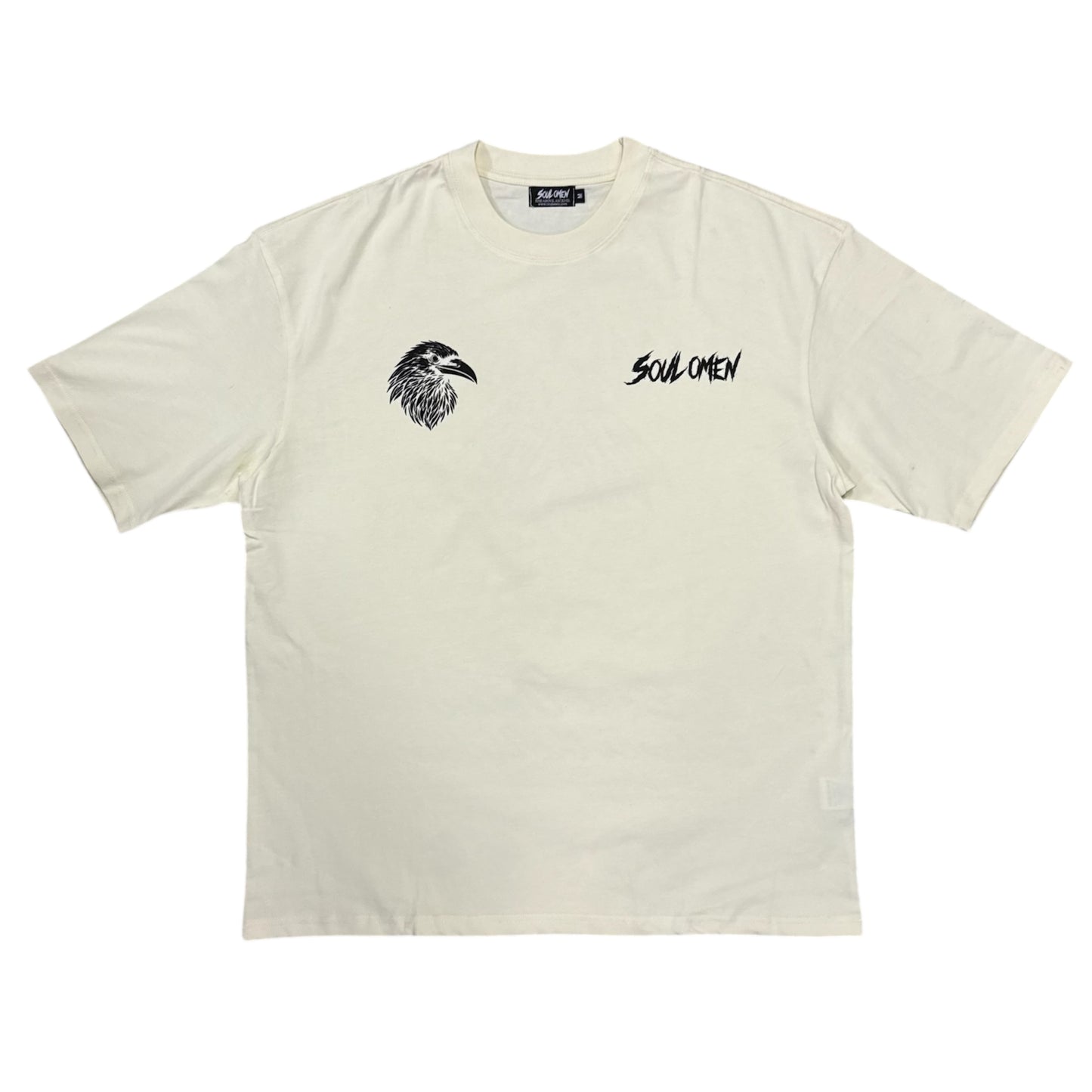 “FLY HIGH” PREMIUM OVERSIZED TEE - CREAM / BLACK
