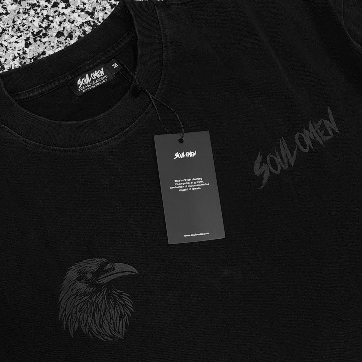“FLY HIGH” V2 PREMIUM OVERSIZED TEE - ACID WASHED BLACK / BLACK