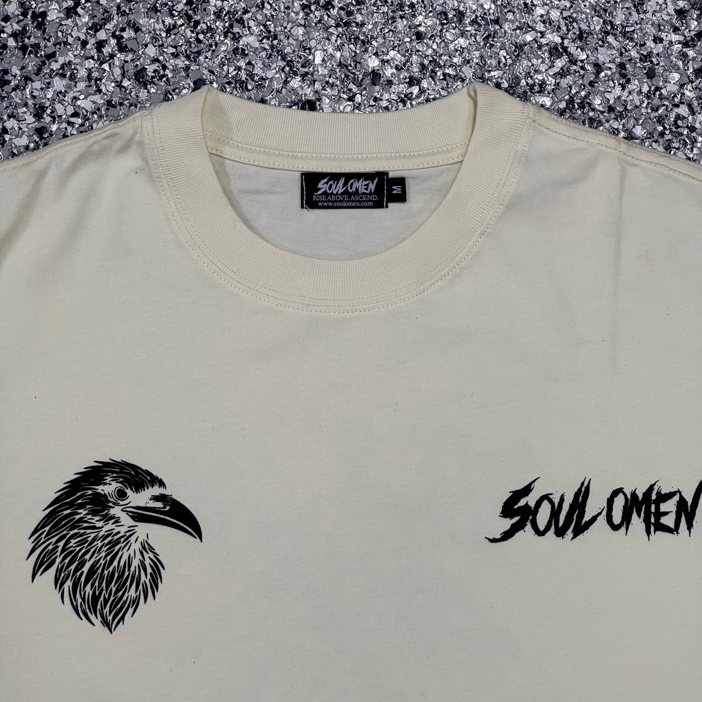 “FLY HIGH” PREMIUM OVERSIZED TEE - CREAM / BLACK