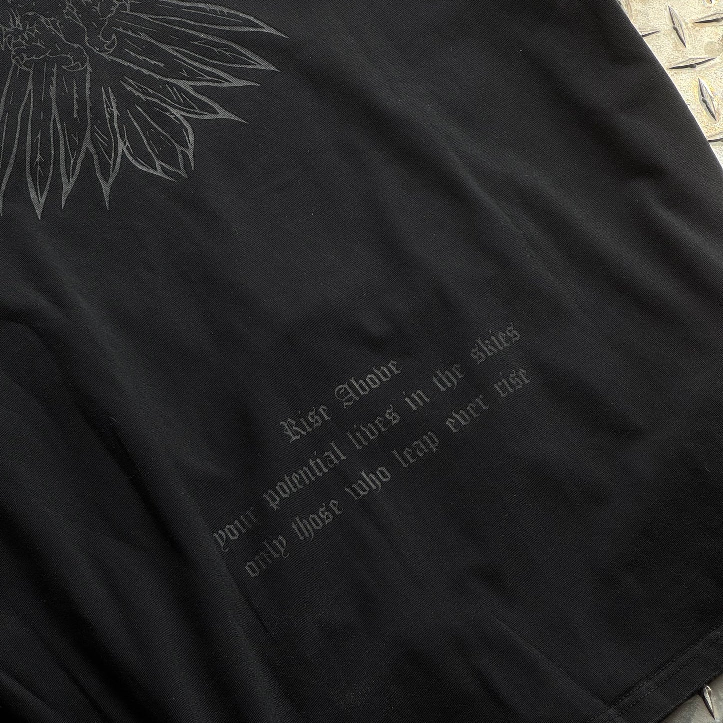 “FLY HIGH” V2 PREMIUM OVERSIZED TEE - ACID WASHED BLACK / BLACK