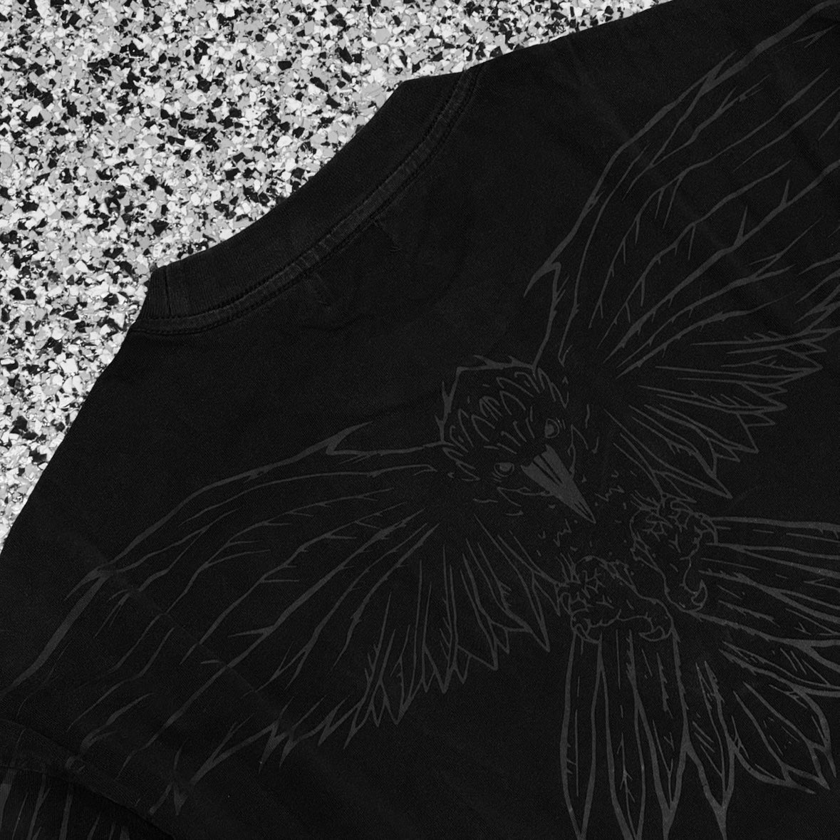 “FLY HIGH” V2 PREMIUM OVERSIZED TEE - ACID WASHED BLACK / BLACK