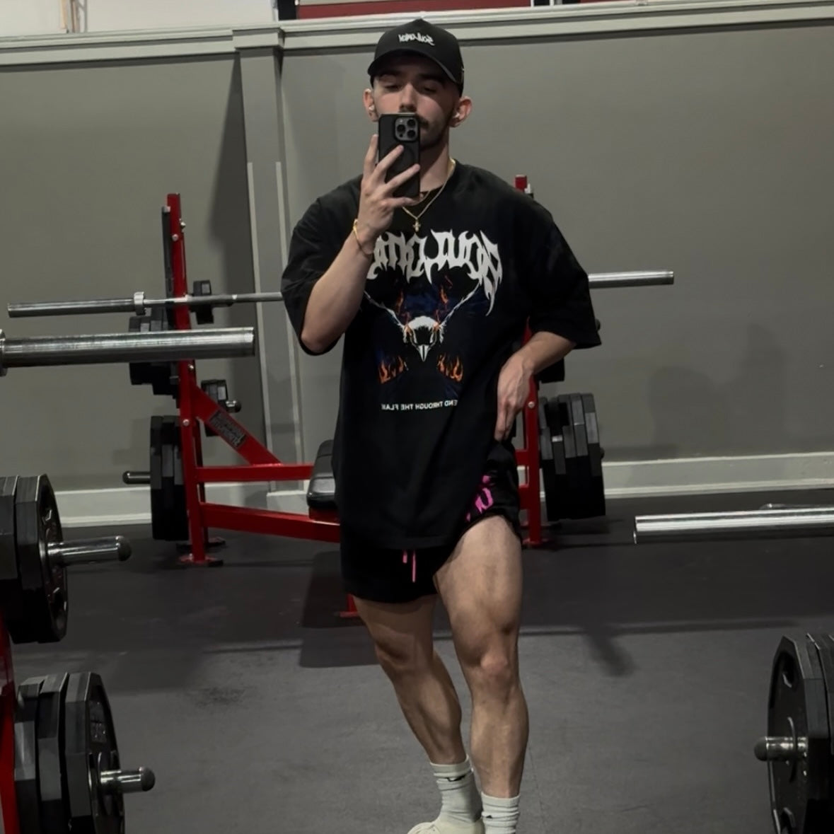 "THROUGH THE FLAMES" PREMIUM OVERSIZED TEE - BLACK