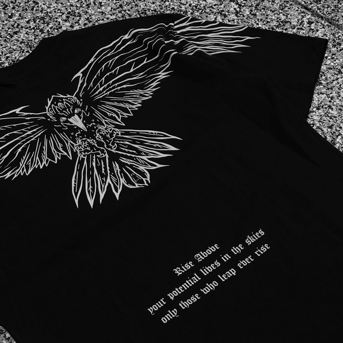 “FLY HIGH” V2 PREMIUM OVERSIZED TEE - BLACK / WHITE