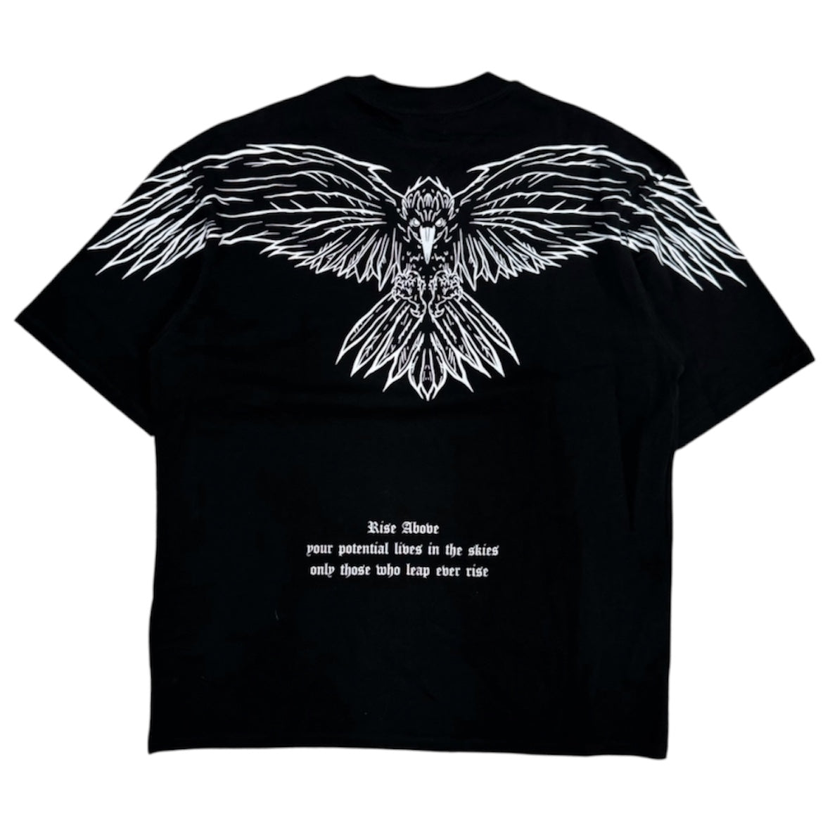 “FLY HIGH” V2 PREMIUM OVERSIZED TEE - BLACK / WHITE