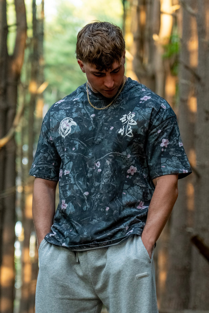 "BLOSSOMS" PREMIUM OVERSIZED TEE - CAMO