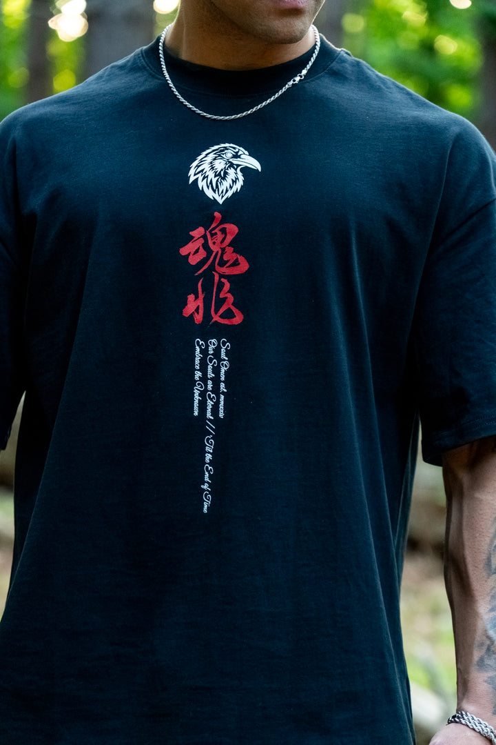 "DRAGON SPIRIT" PREMIUM OVERSIZED TEE - BLACK