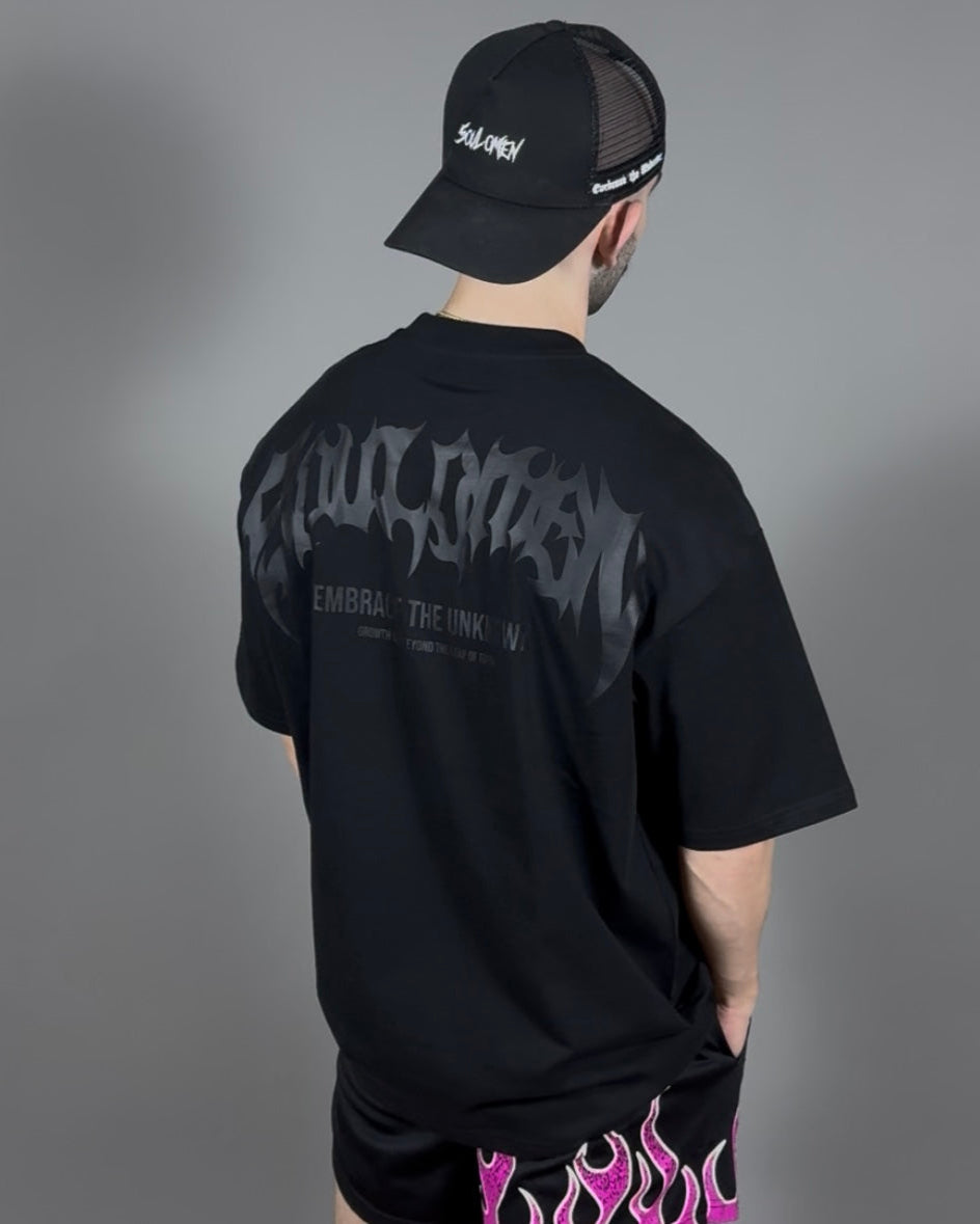 "ETU" PREMIUM OVERSIZED TEE - BLACK / BLACK