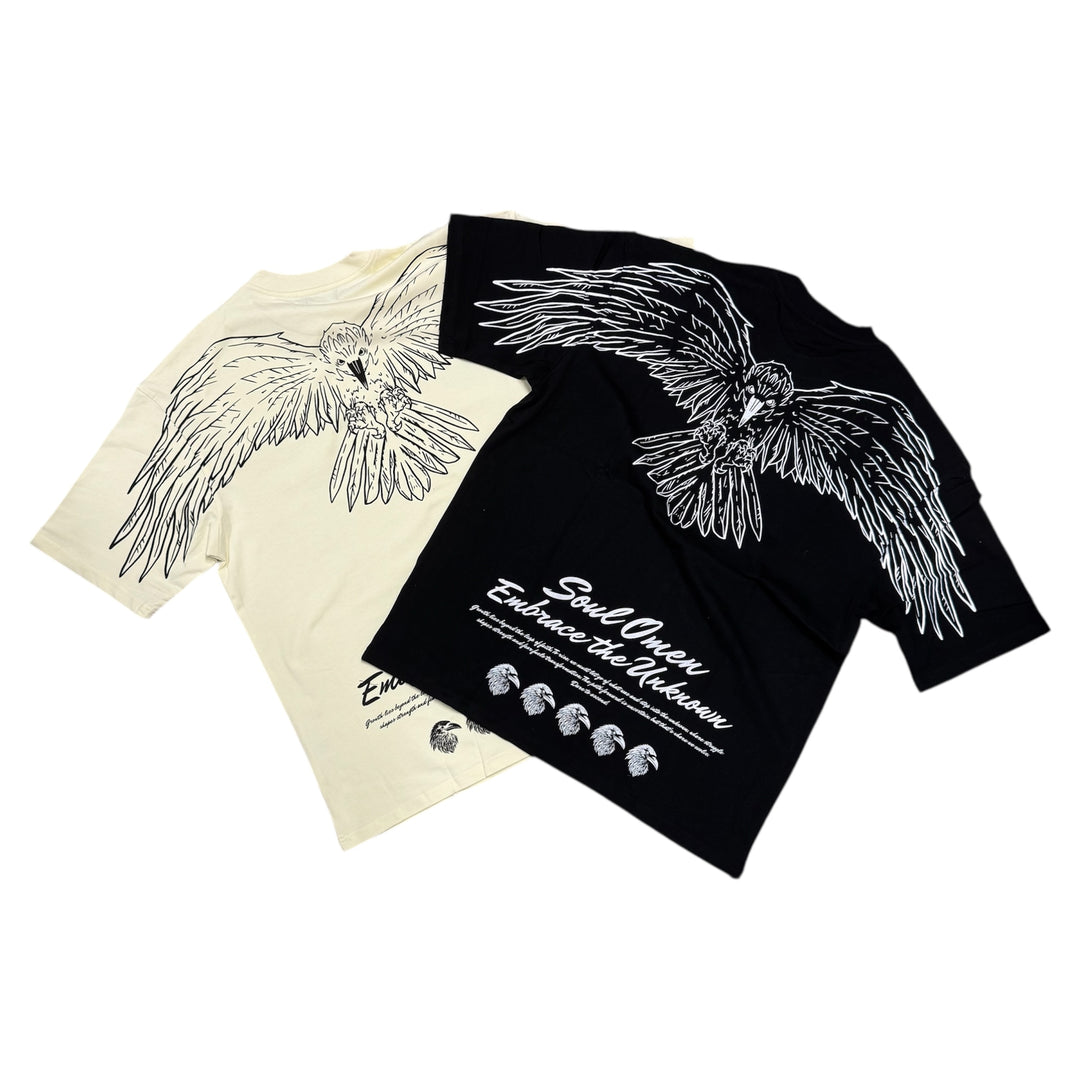 "FLY HIGH" PREMIUM OVERSIZED TEE - BLACK / WHITE