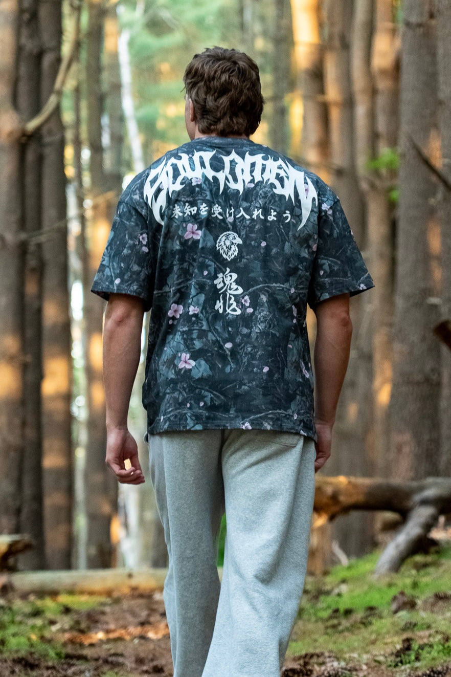 "BLOSSOMS" PREMIUM OVERSIZED TEE - CAMO
