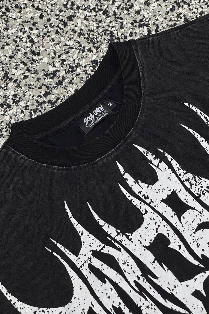"GRUNGE" PREMIUM CUTOFF TEE - WASHED BLACK
