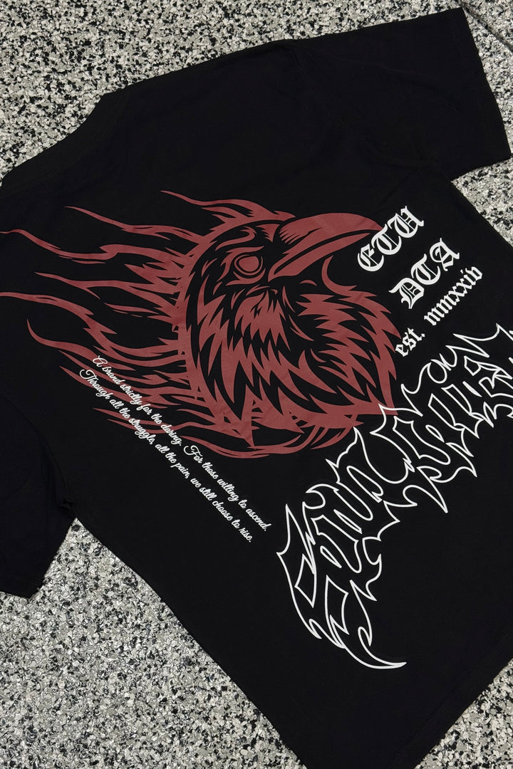 “INFERNAL RAVEN” PREMIUM OVERSIZED TEE - BLACK