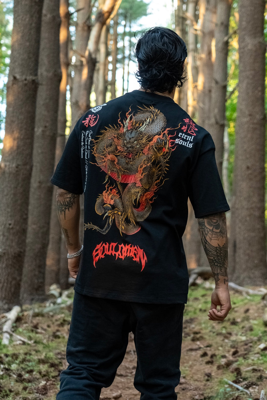 "DRAGON SPIRIT" PREMIUM OVERSIZED TEE - BLACK