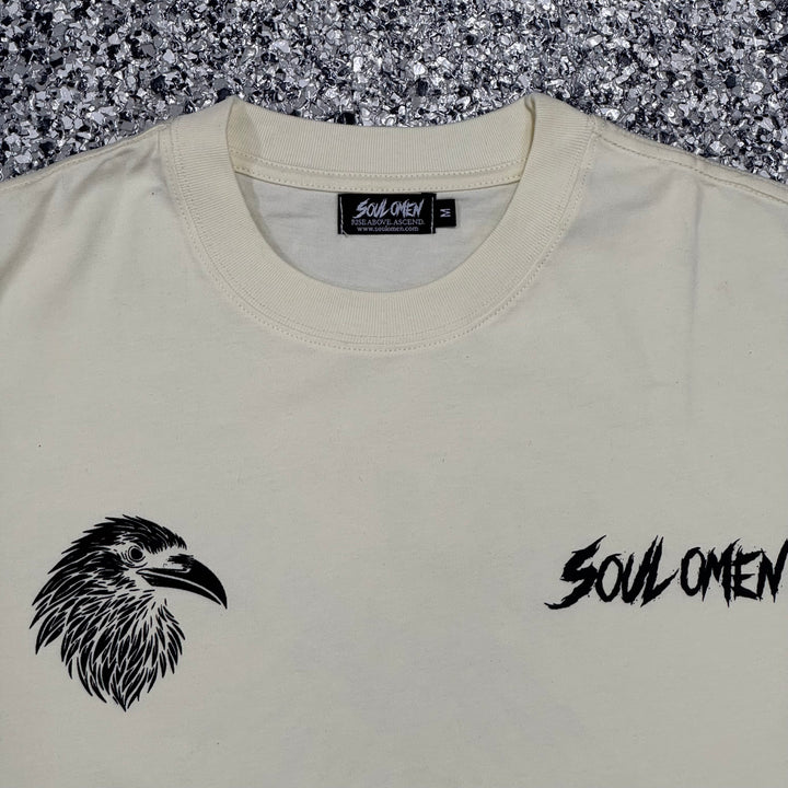“FLY HIGH” PREMIUM OVERSIZED TEE - CREAM / BLACK