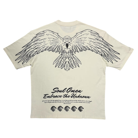 “FLY HIGH” PREMIUM OVERSIZED TEE - CREAM / BLACK