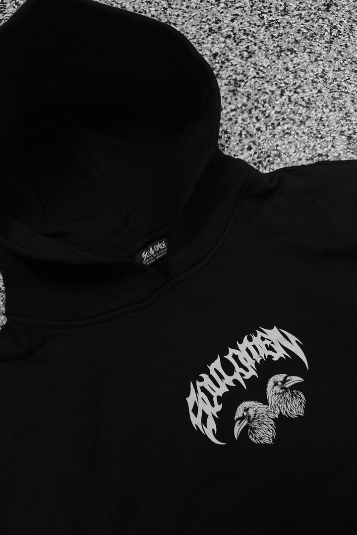 "ETU" PREMIUM HEAVYWEIGHT HOODIE - BLACK / WHITE