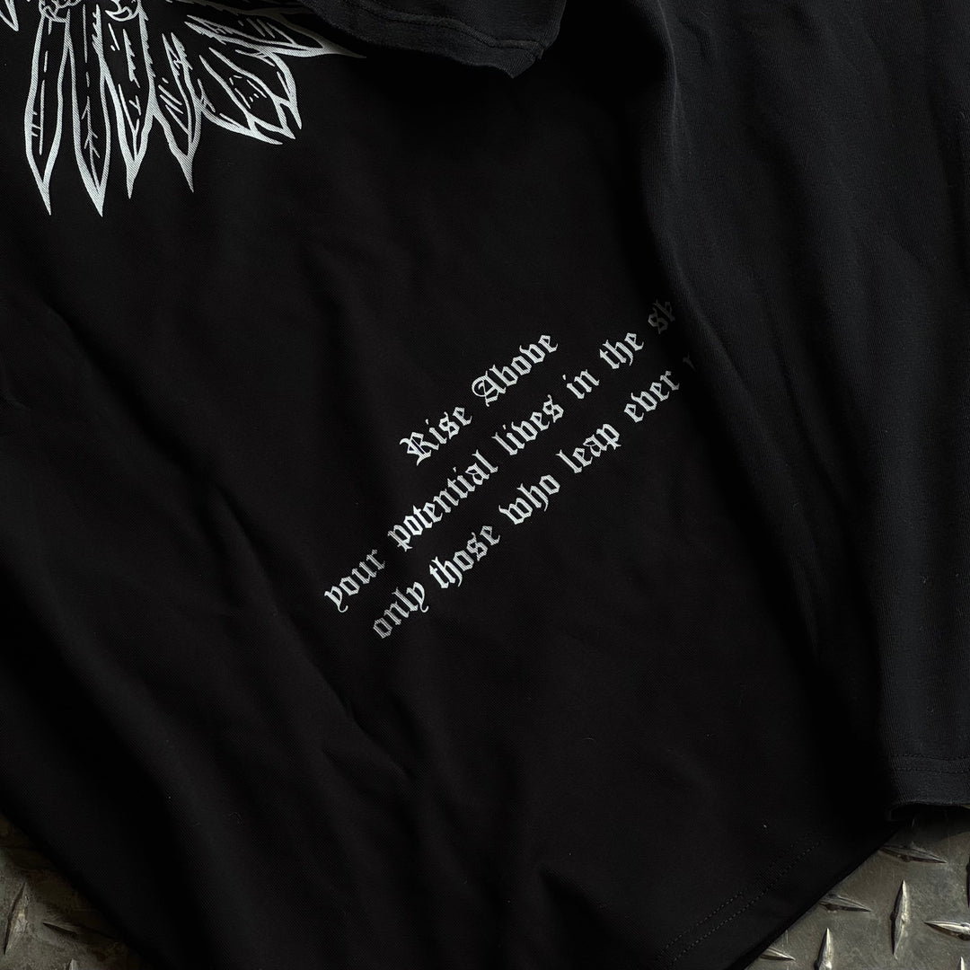 “FLY HIGH” V2 PREMIUM OVERSIZED TEE - BLACK / WHITE