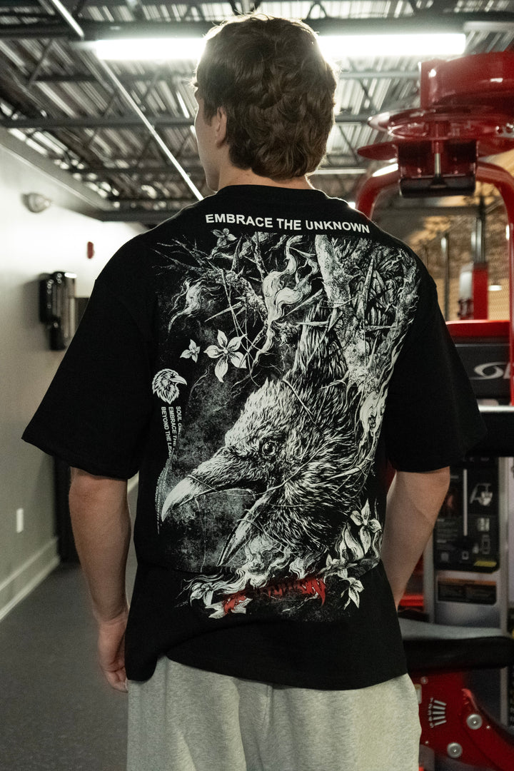"VEIL OF THE UNKNOWN" PREMIUM OVERSIZED TEE - BLACK