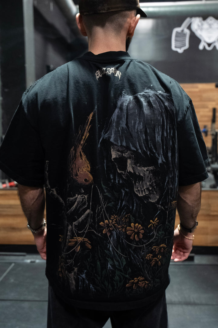 "LIFE &amp; DEATH" PREMIUM OVERSIZED TEE - BLACK