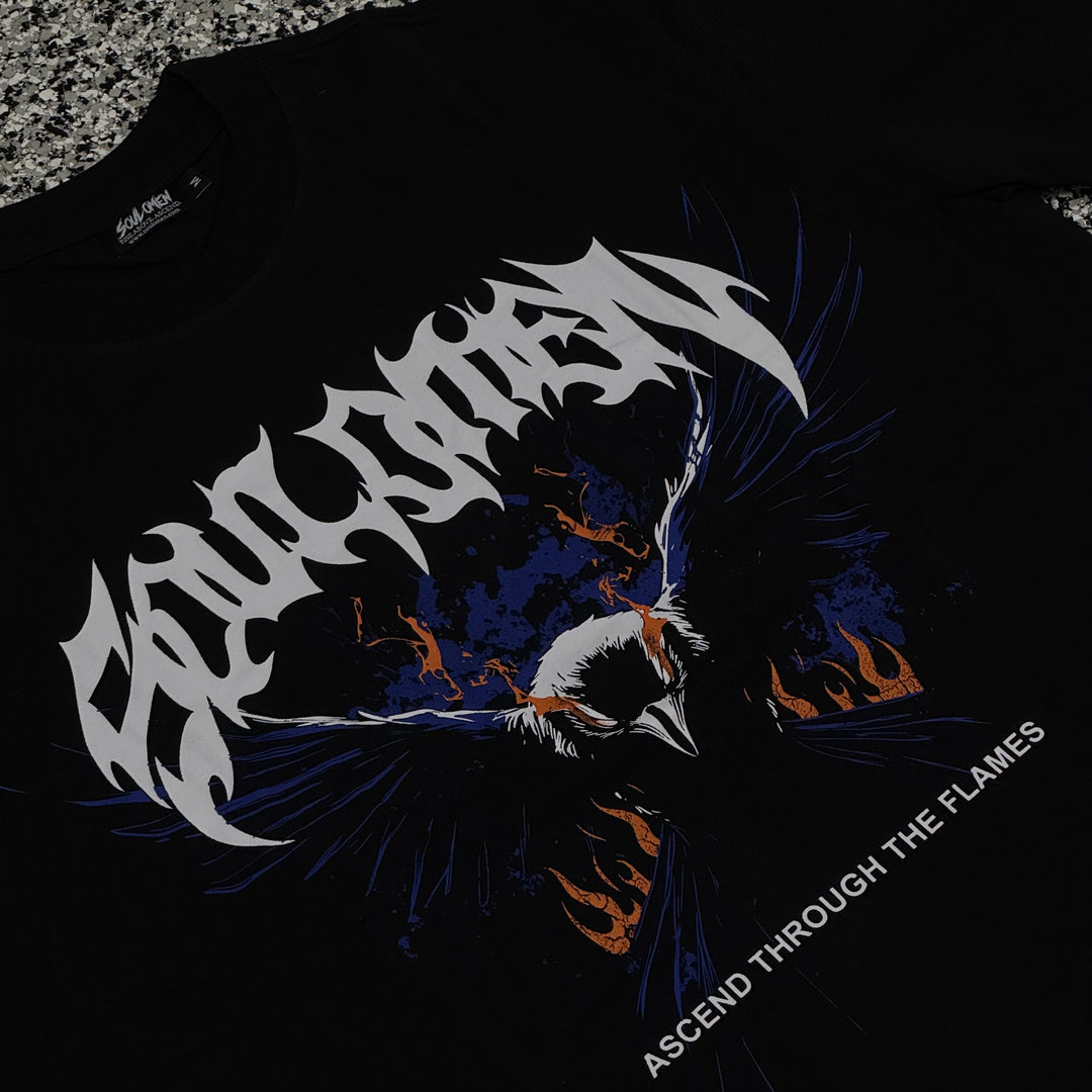 "THROUGH THE FLAMES" PREMIUM OVERSIZED TEE - BLACK