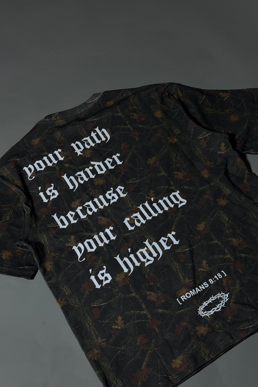 “HIGHER CALLING” PREMIUM OVERSIZED TEE - DARK EARTH CAMO