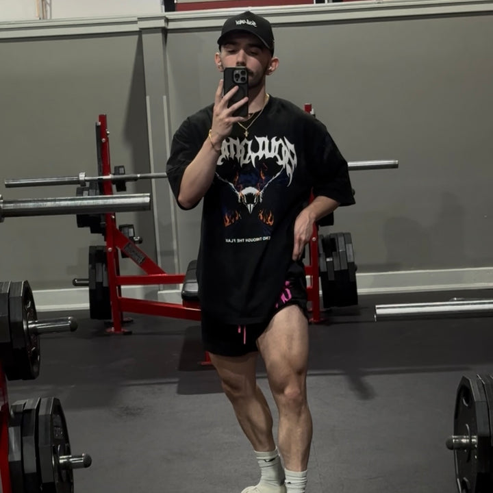 "THROUGH THE FLAMES" PREMIUM OVERSIZED TEE - BLACK