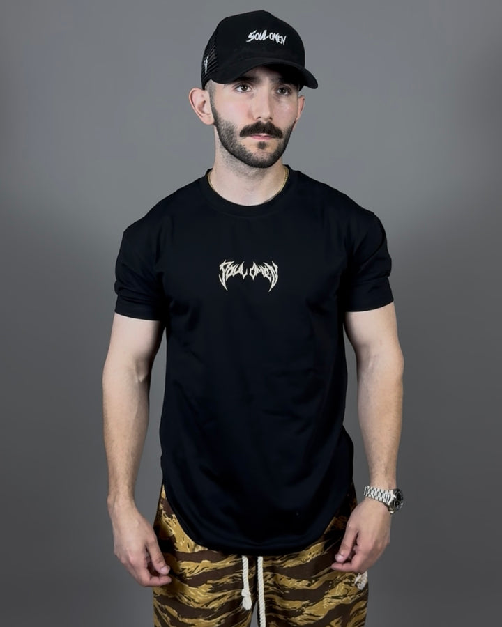 CORE FITTED TEE - BLACK / CREAM