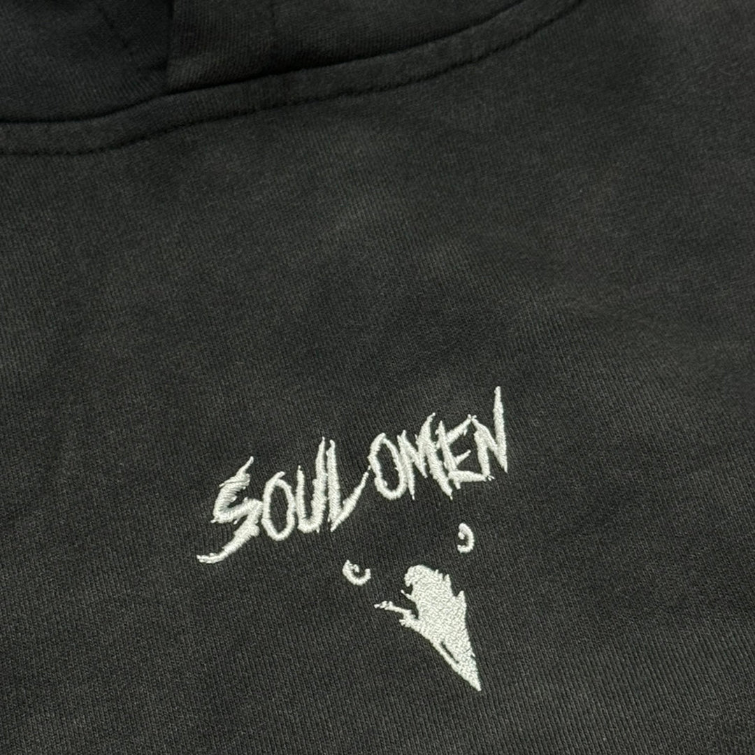 “SUN FADED” PREMIUM BOXY HOODIE - BLACK