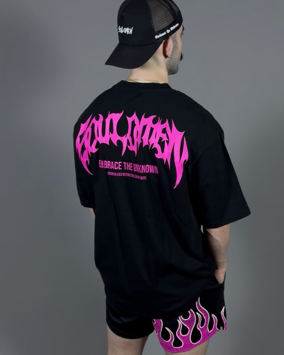 “ETU” PREMIUM OVERSIZED TEE - BLACK / PINK