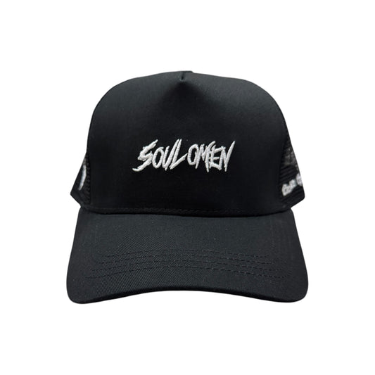 “SOUL OMEN” MESH TRUCKER HAT - BLACK