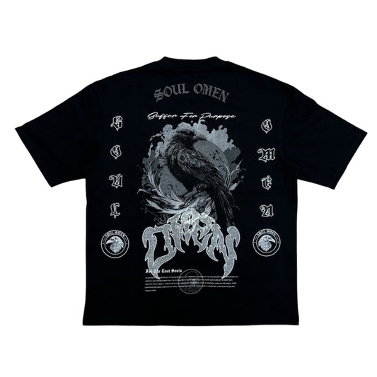 “RAVEN” PREMIUM OVERSIZED TEE - BLACK