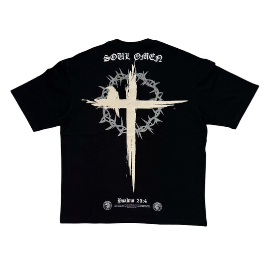“CROSS” PREMIUM OVERSIZED TEE - BLACK