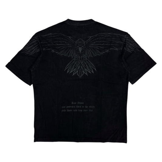 “FLY HIGH” V2 PREMIUM OVERSIZED TEE - ACID WASHED BLACK / BLACK