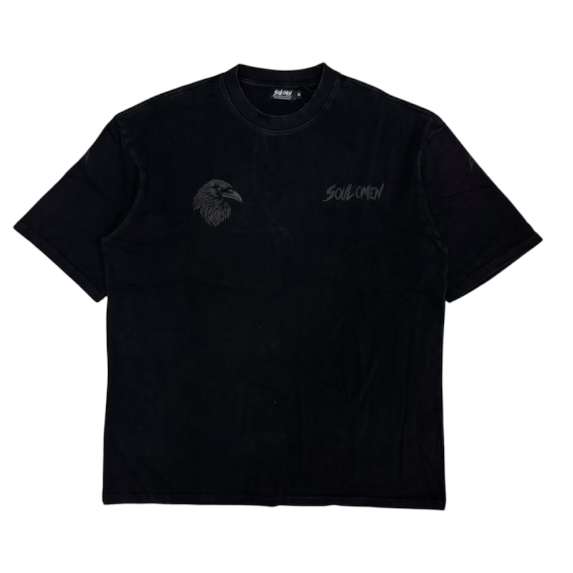 “FLY HIGH” V2 PREMIUM OVERSIZED TEE - ACID WASHED BLACK / BLACK