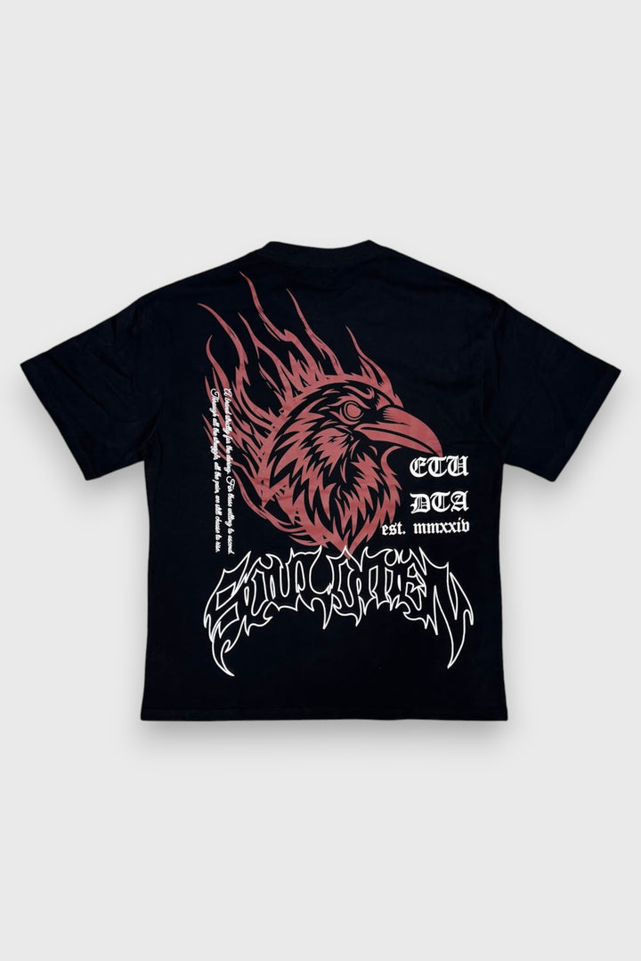 “INFERNAL RAVEN” PREMIUM OVERSIZED TEE - BLACK