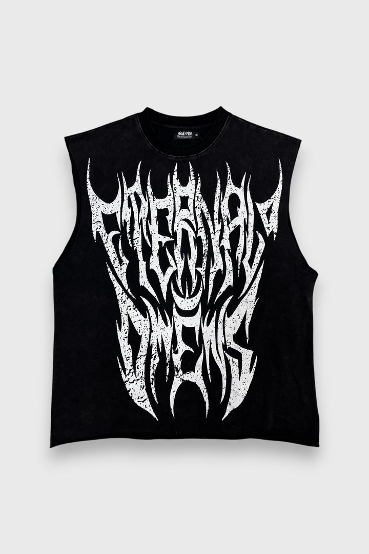 "GRUNGE" PREMIUM CUTOFF TEE - WASHED BLACK