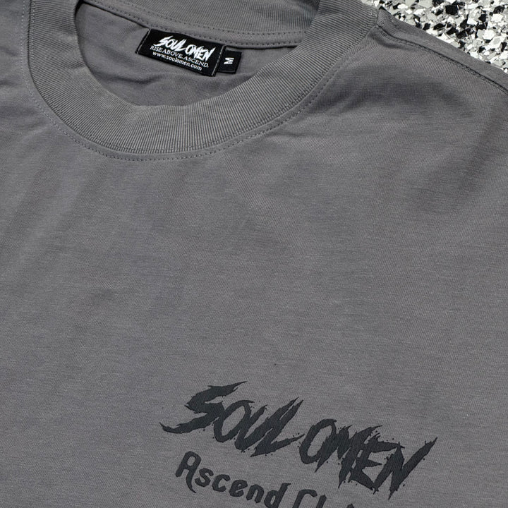 "FLY HIGH" PREMIUM OVERSIZED TEE - GRAY / BLACK