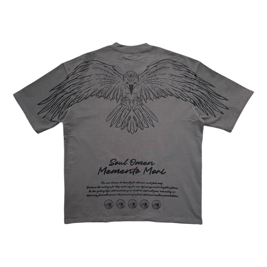 "FLY HIGH" PREMIUM OVERSIZED TEE - GRAY / BLACK