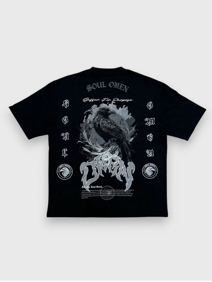 “RAVEN” PREMIUM OVERSIZED TEE - BLACK