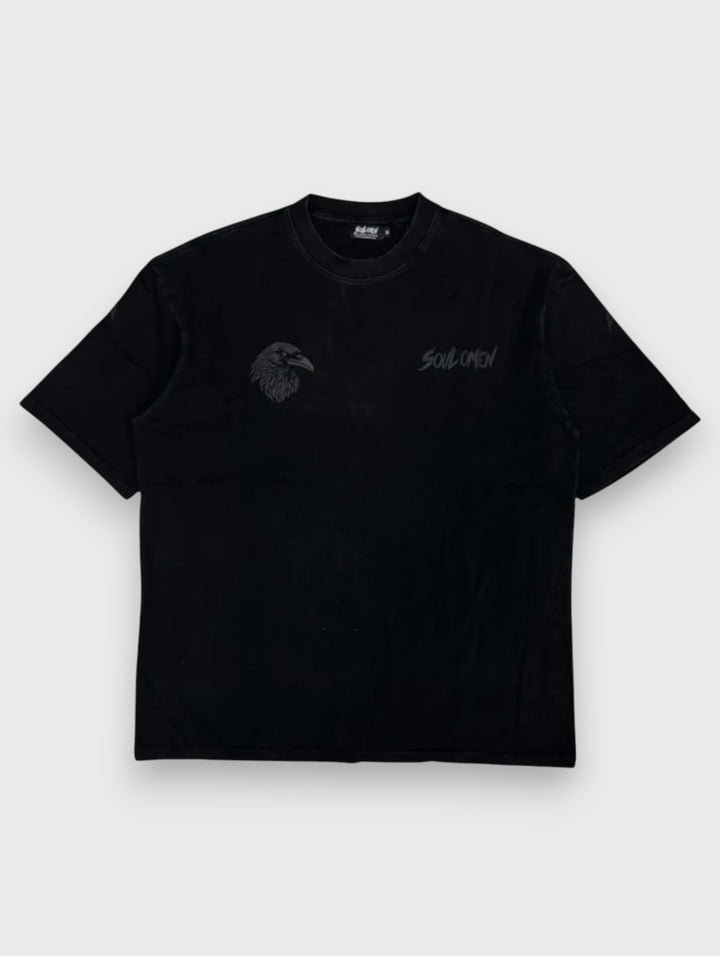 “FLY HIGH” V2 PREMIUM OVERSIZED TEE - ACID WASHED BLACK / BLACK
