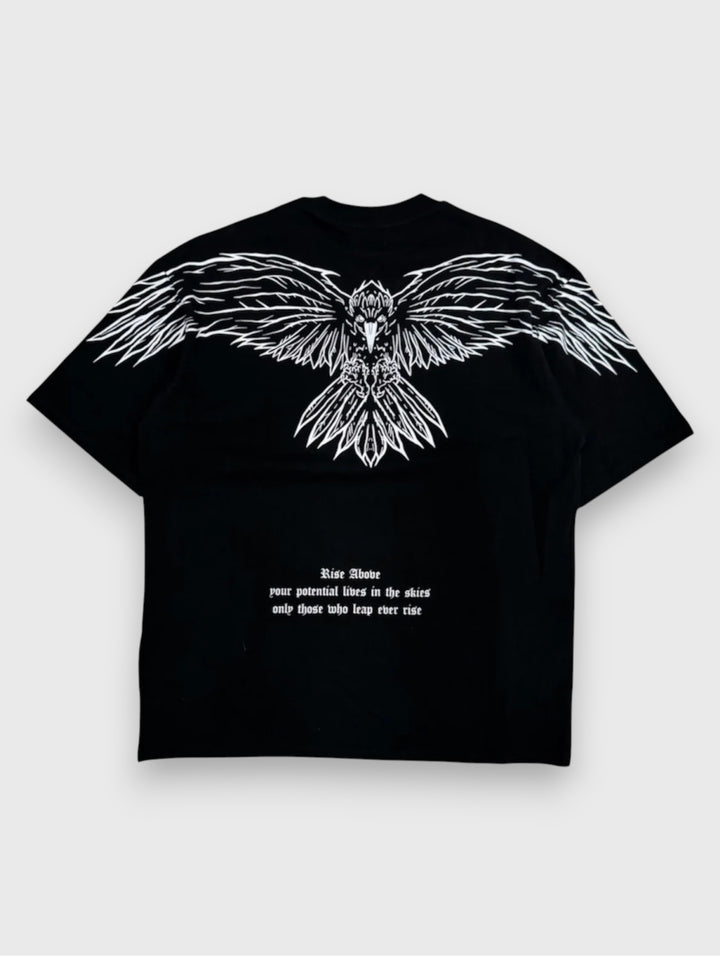 “FLY HIGH” V2 PREMIUM OVERSIZED TEE - BLACK / WHITE