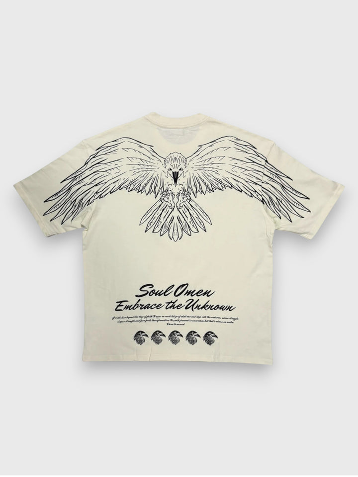 “FLY HIGH” PREMIUM OVERSIZED TEE - CREAM / BLACK