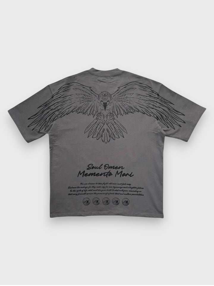 "FLY HIGH" PREMIUM OVERSIZED TEE - GRAY / BLACK