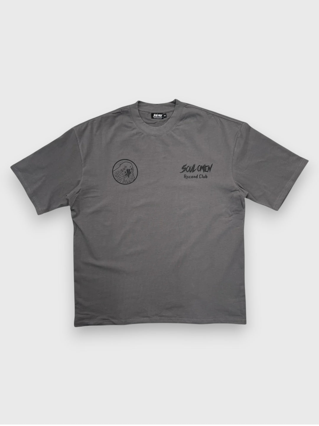 "FLY HIGH" PREMIUM OVERSIZED TEE - GRAY / BLACK