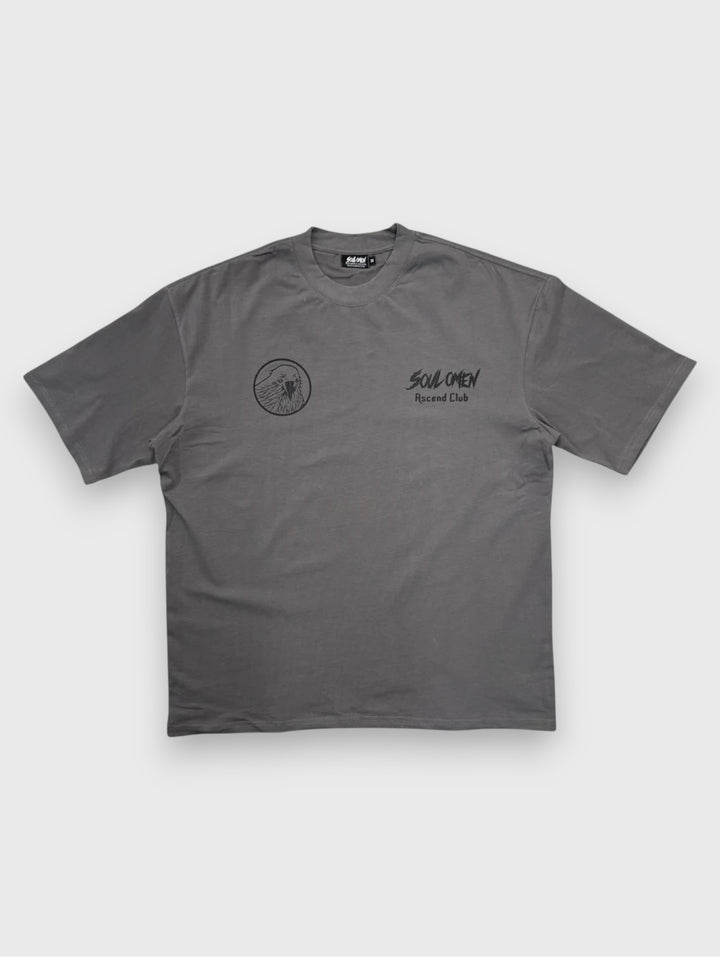 "FLY HIGH" PREMIUM OVERSIZED TEE - GRAY / BLACK
