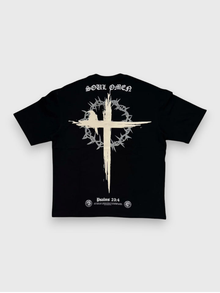 “CROSS” PREMIUM OVERSIZED TEE - BLACK
