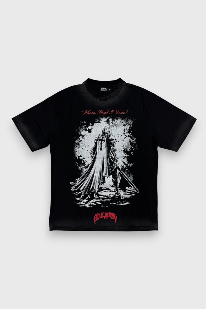 “UNSHAKEN WARRIOR” FADED PREMIUM OVERSIZED TEE - BLACK