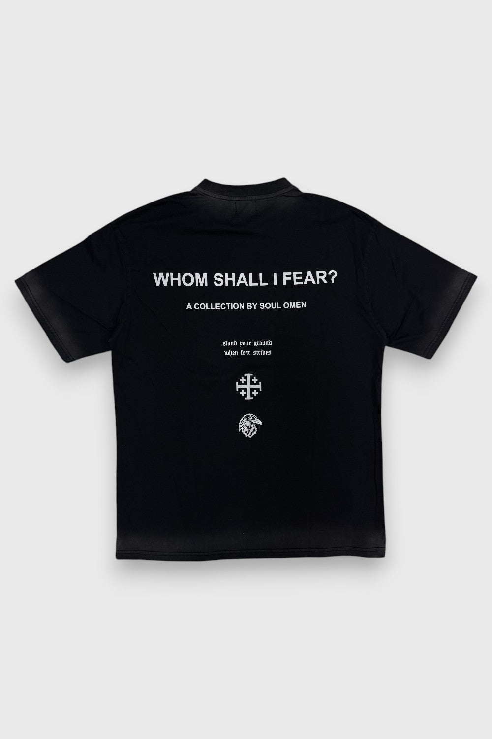 “UNSHAKEN WARRIOR” FADED PREMIUM OVERSIZED TEE - BLACK